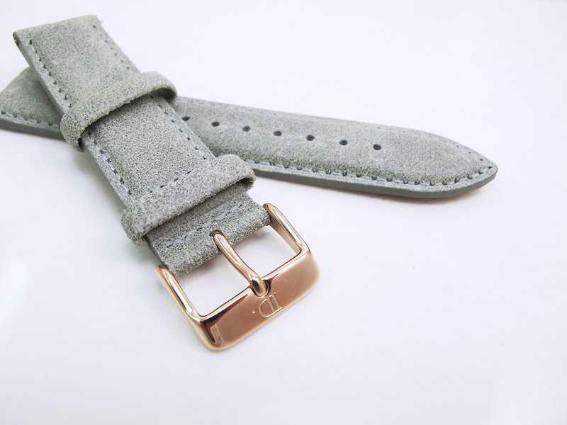 Quick release leather strap-light green gray - Watchbands - Genuine Leather Green