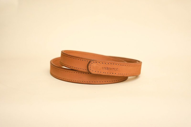 Neat belt 2cm (custom lettering) - Belts - Genuine Leather Orange