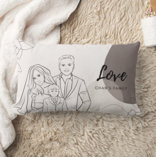 hkgiftforu 【結婚禮物】【家庭禮物】客製枕頭套-插畫杏啡簡約線條枕
