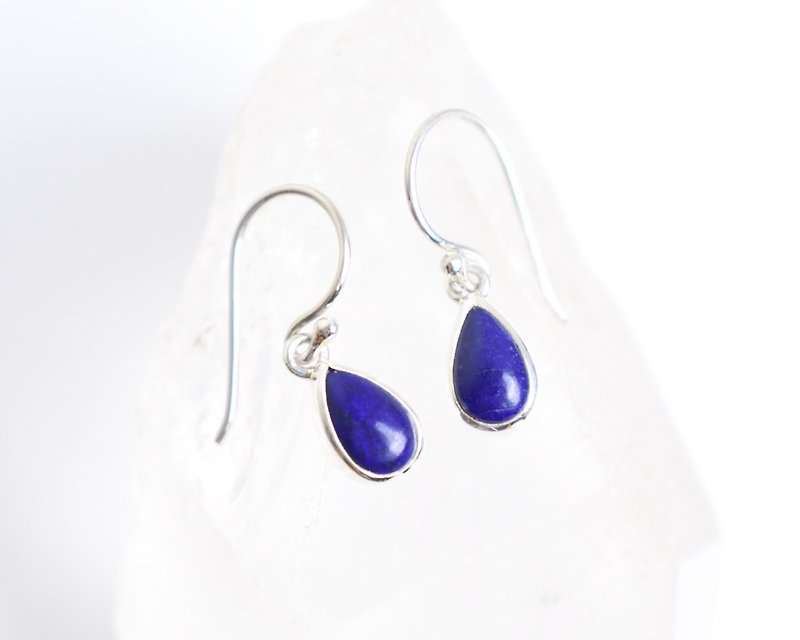 Lapis lazuli Silver earrings - ต่างหู - เงินแท้ สีน้ำเงิน