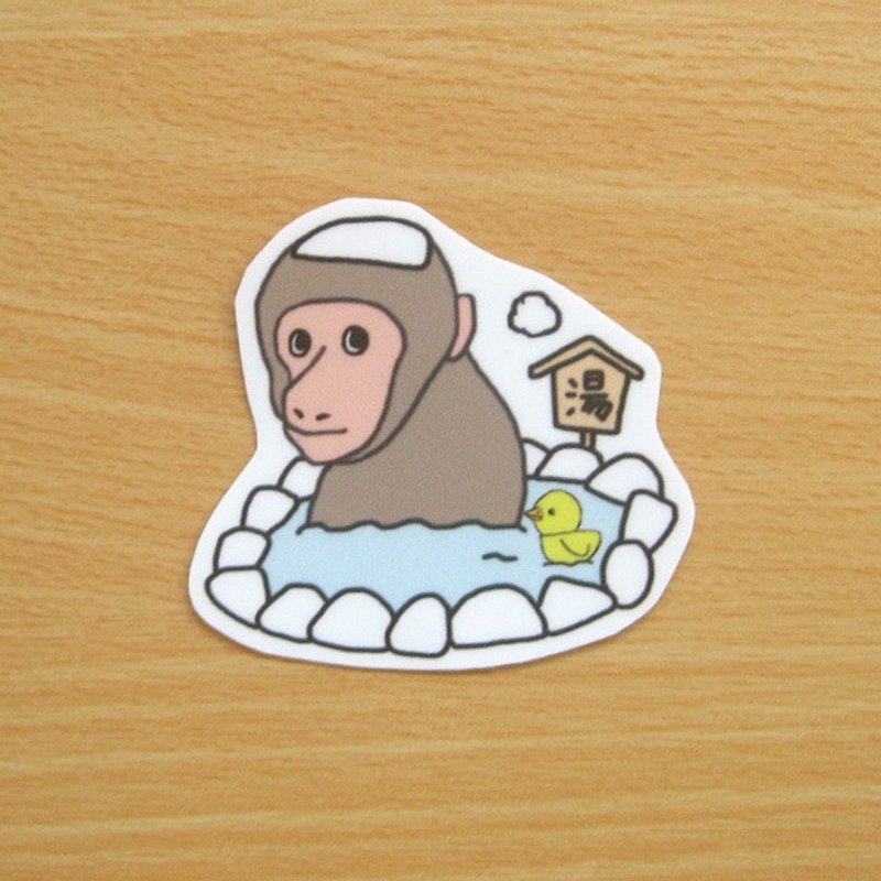 Monkey Hot Spring Waterproof Sticker - Stickers - Paper 