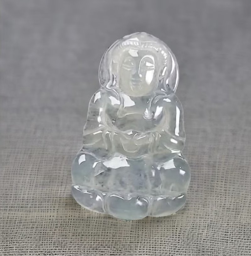 冰種翡翠觀音菩薩 | 天然緬甸玉A貨翡翠 | 送禮 - 其他 - 玉石 綠色