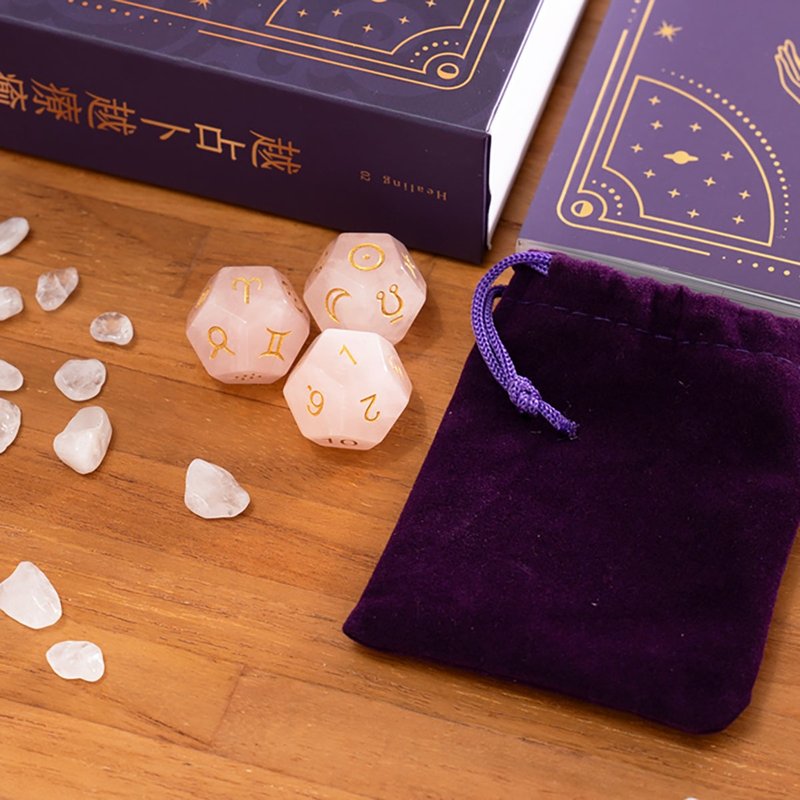 占星骰子豪華套組 - 粉水晶 - 擺飾/家飾品 - 寶石 粉紅色