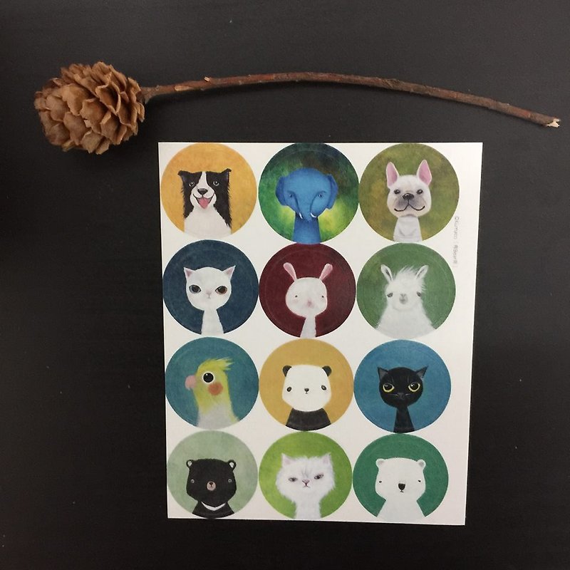 Animal portraiture Sticker animal portraiture Sticker - สติกเกอร์ - กระดาษ หลากหลายสี