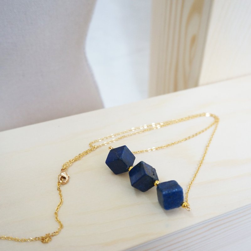 Little cube LapisLazuli Royal Blue Vintage Necklace - Chokers - Other Metals Blue