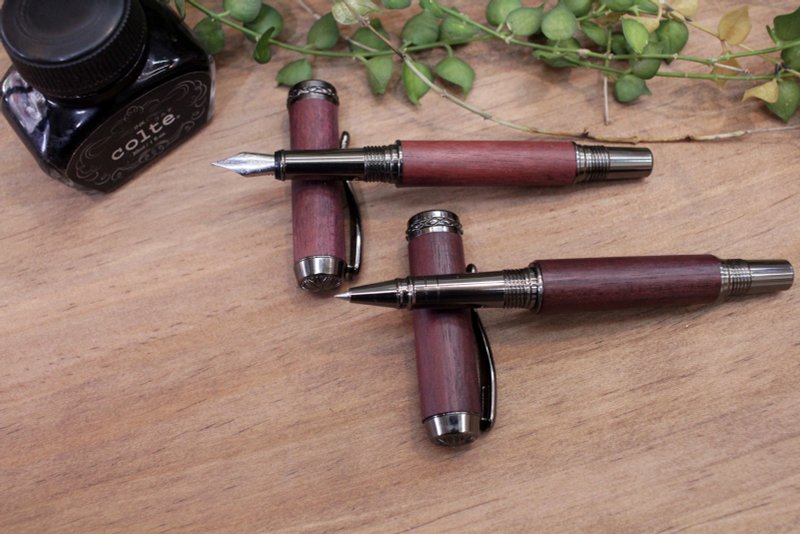 Purple heart wood wooden fountain pen/ball ball pen - Fountain Pens - Wood Purple