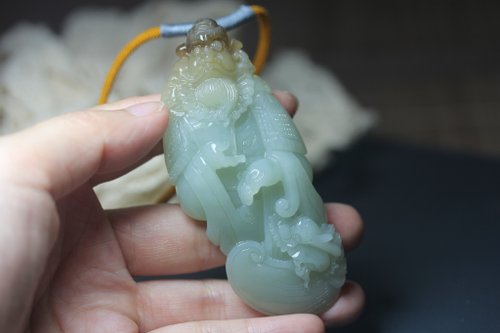 翠玉兒原創珠寶 【鐘馗】天然和田玉大吊墜/迎福招財/護身符大掛件玉石項鏈