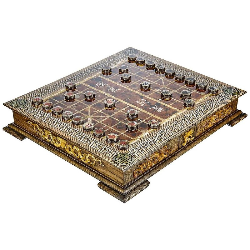 Xiangqi amber chess set |Handmade Wooden Amber Chinese chess, chess gift 象棋 - 桌遊/卡 Game - 木頭 咖啡色