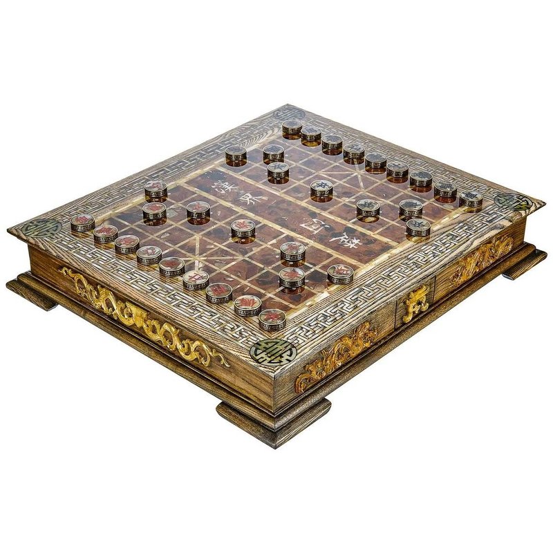 Xiangqi amber chess set |Handmade Wooden Amber Chinese chess, chess gift 象棋 - บอร์ดเกม - ไม้ สีนำ้ตาล