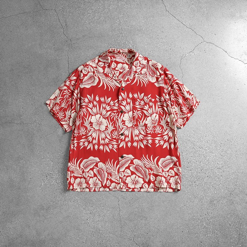 Aloha Shirts 夏威夷衫 / 古巴領襯衫、夏季古著襯衫、SUN SURF - 男襯衫/休閒襯衫 - 其他材質 紅色