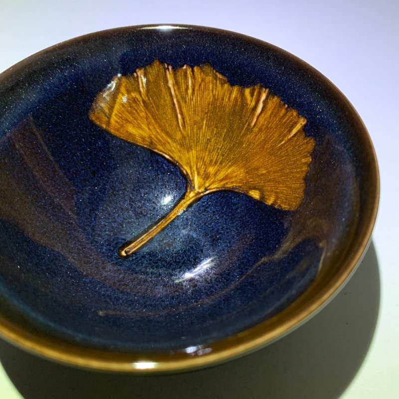 木葉天目中茶碗 130ml 邱毓寧 鶯歌燒 B5-03 - 茶壺/茶杯/茶具 - 瓷 黑色