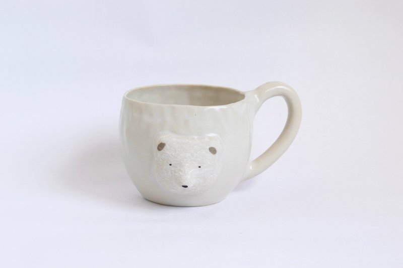 動物マグカップ　シロクマ【受注生産】 - 陶藝/玻璃 - 陶 白色