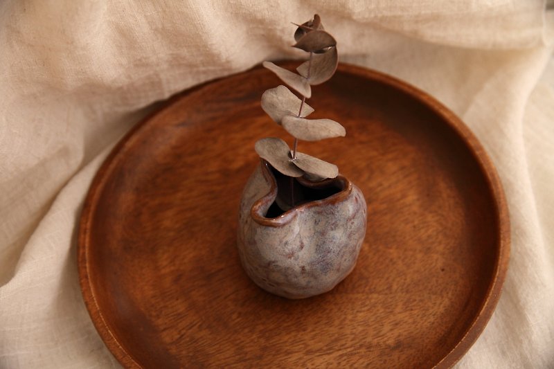 小さなバッグ花瓶 - 花瓶・植木鉢 - 陶器 ブルー