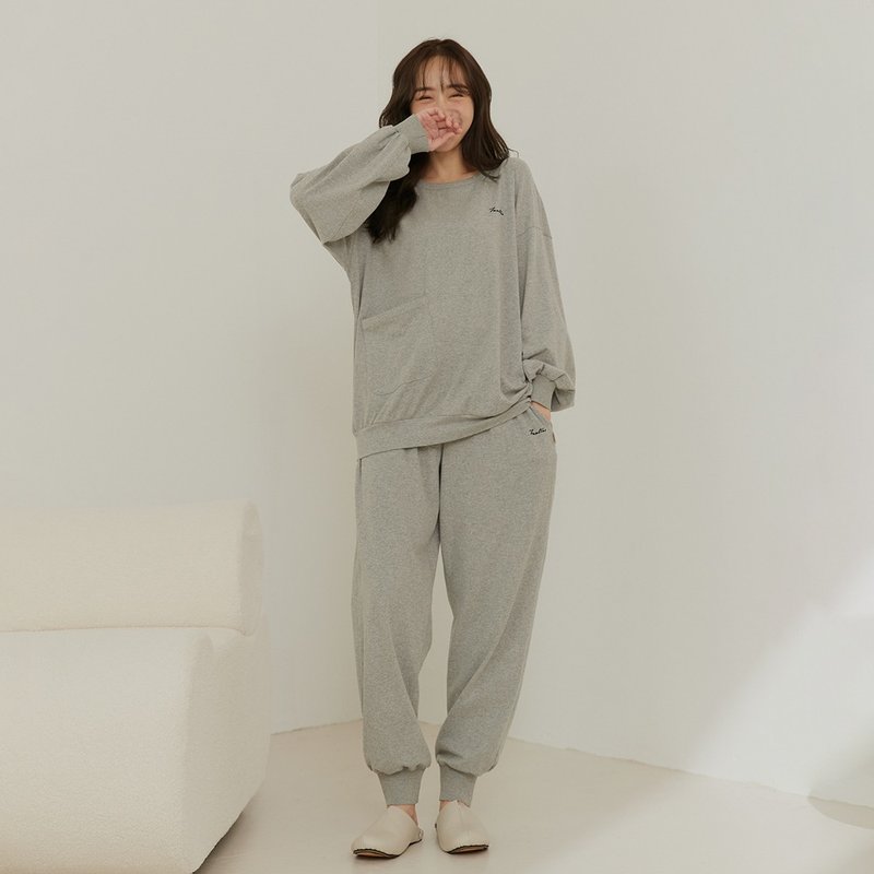 MIT Organic Cotton Pocket Loose Home Set - Sesame Grey - Loungewear & Sleepwear - Cotton & Hemp Gray