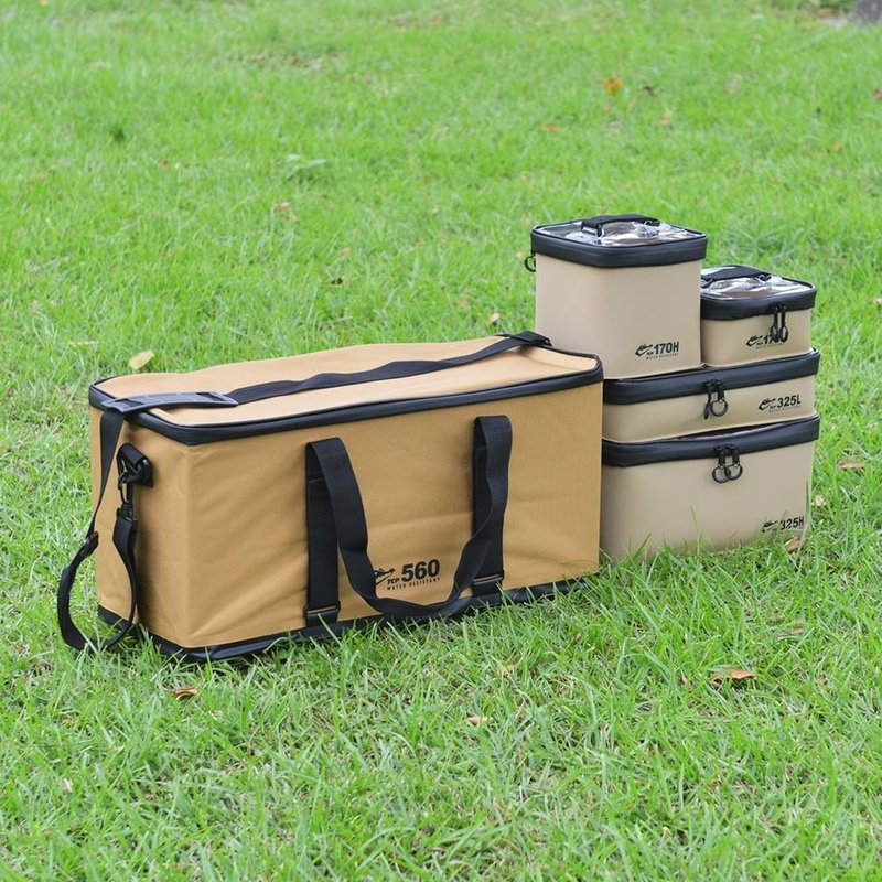 Japan JEJ portable camping equipment box/tool ​​storage bag-5-piece set - กล่องเก็บของ - เส้นใยสังเคราะห์ สีกากี