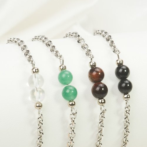 Sense Jewel Bracelet with 2 auspicious Stone, stainless steel chain, Kochakrit chain pattern, enhancing auspiciousness.