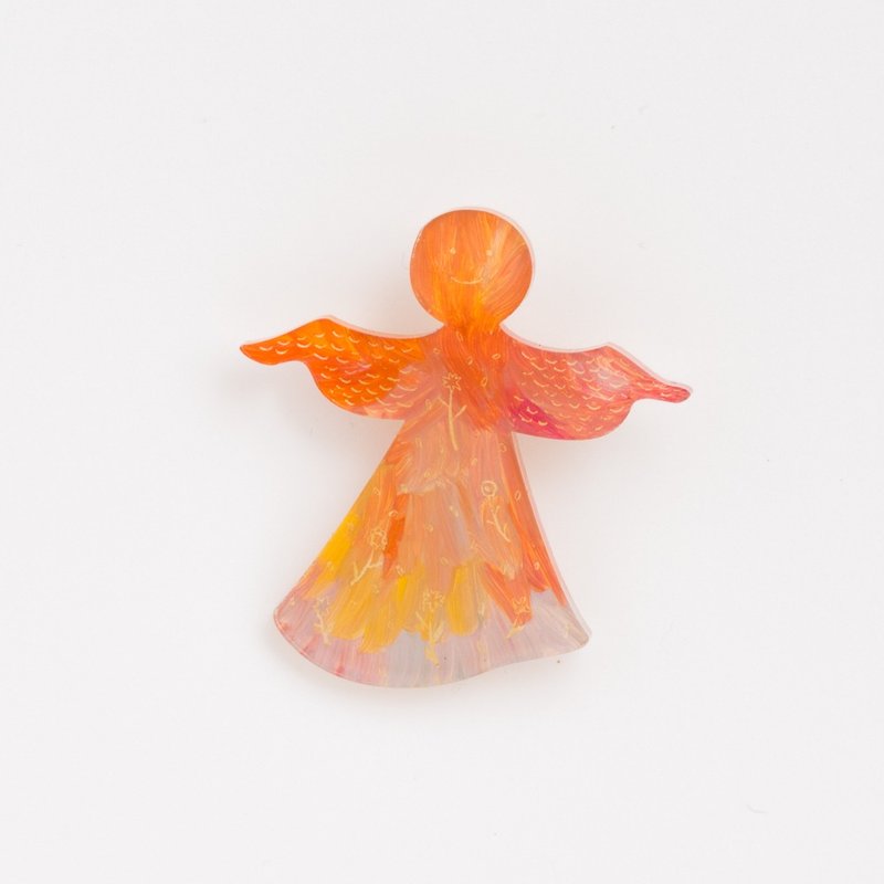 Brooch of a picture 【Angel】 - Brooches - Acrylic Orange