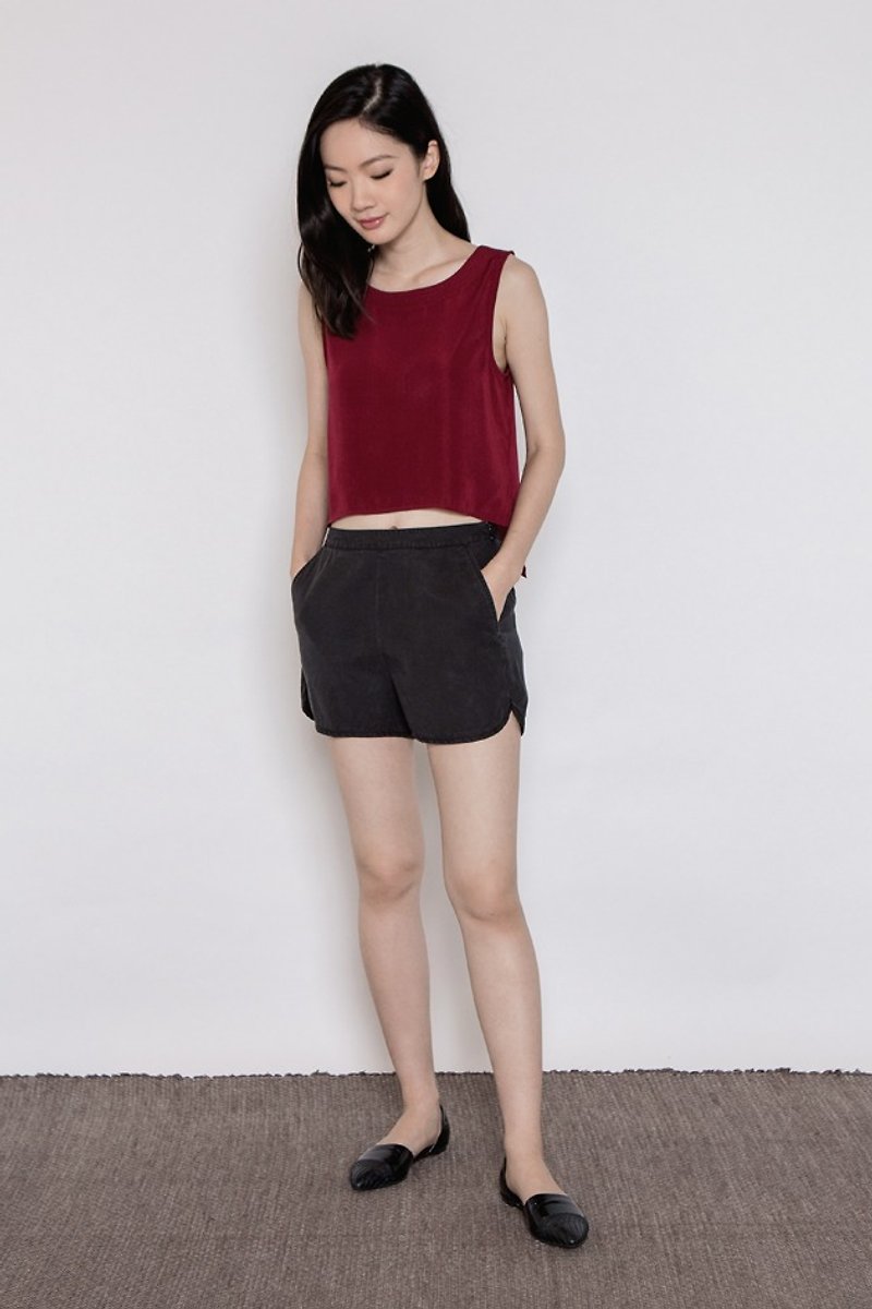 Statement Statement Uneven Length Tank Top - Wine Red - Women's Tops - Polyester 