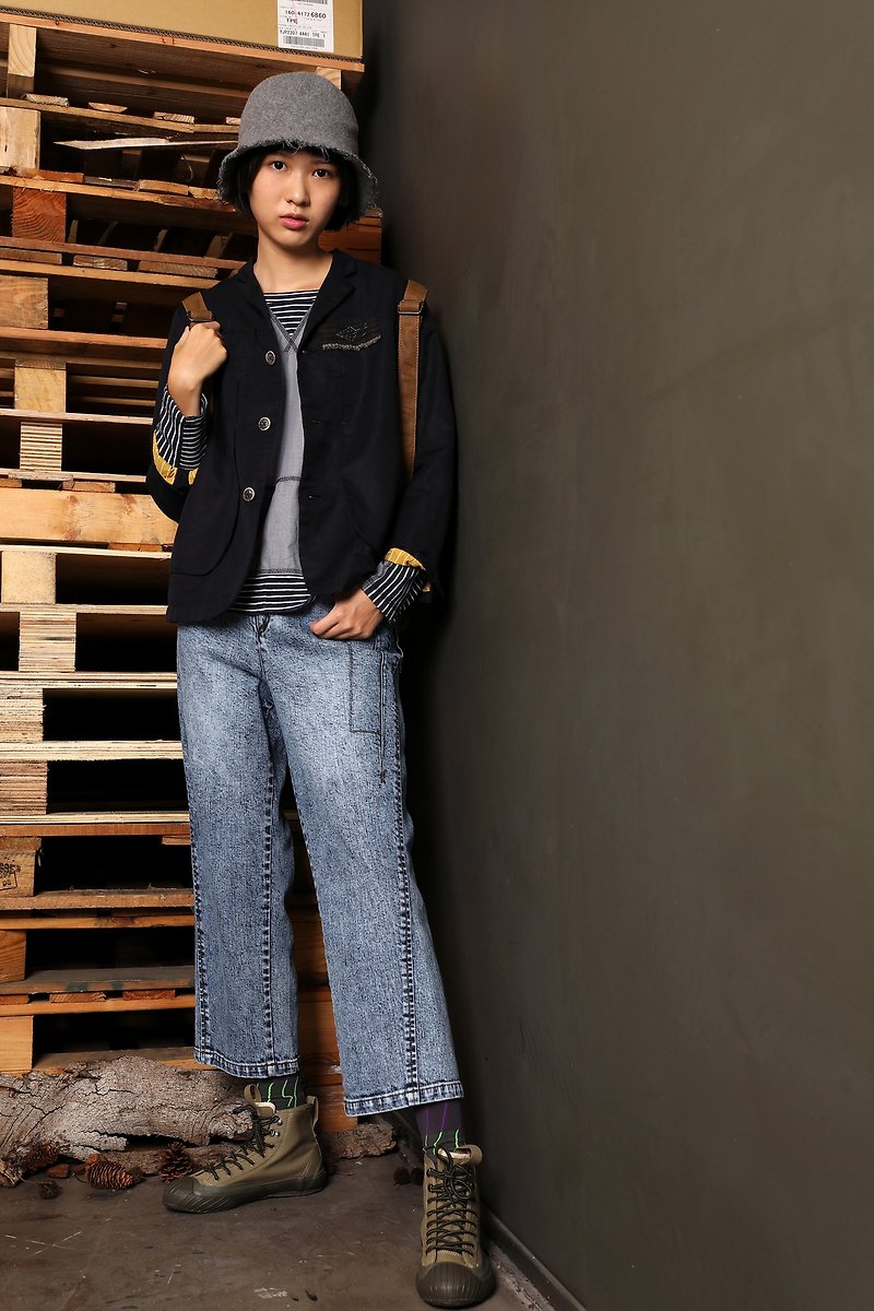 Native _ Tianma line empty pocket blazer - Women's Blazers & Trench Coats - Cotton & Hemp Khaki