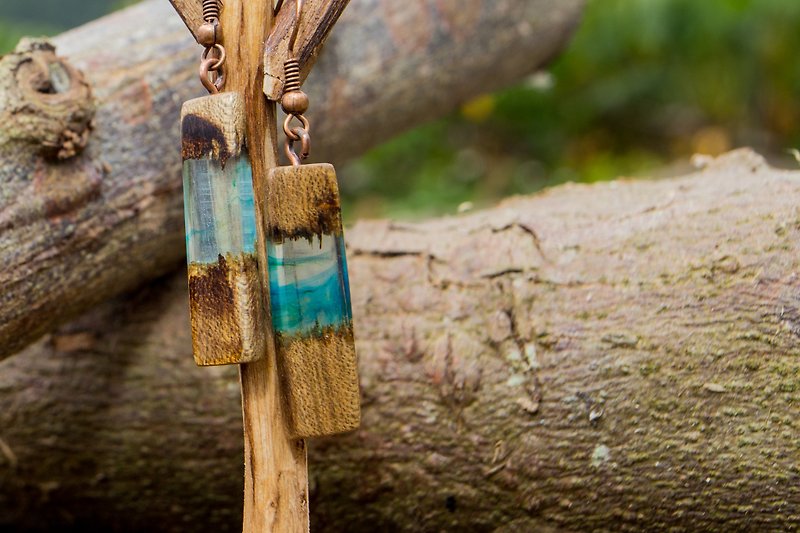 Handmade Secretwood Earrings - Earrings & Clip-ons - Wood Blue
