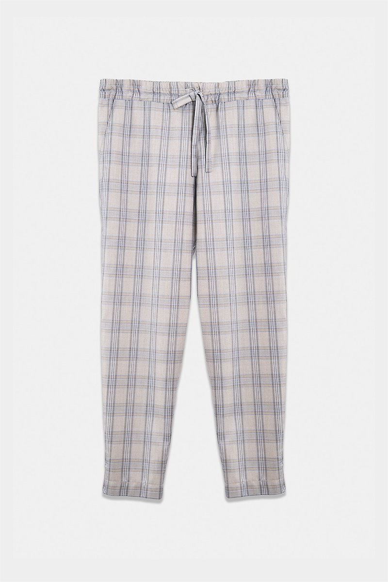 Plaid Trousers with Elastic Waist - Men's Pants - Other Materials Khaki