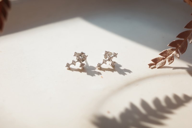 Connected Star Diamond Earrings - Earrings & Clip-ons - Other Metals Silver