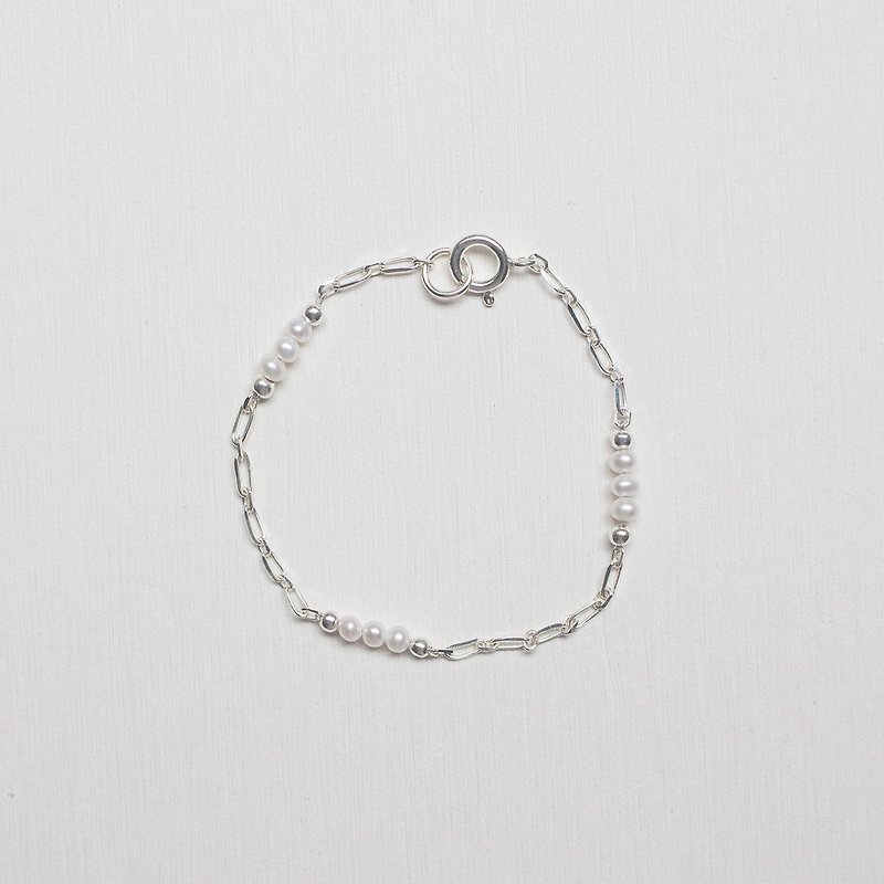 Sterling Silver Small Galaxy Pearl Bracelet / Christmas Gift Custom - Bracelets - Pearl White
