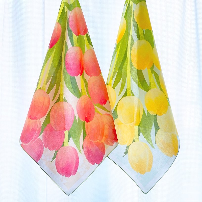 Large tulip handkerchief - Handkerchiefs & Pocket Squares - Cotton & Hemp Red