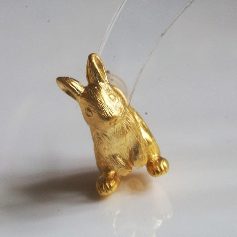Rabbit Earrings Netherlands Dwarf One Ear Matte Gold - Earrings & Clip-ons - Other Metals 