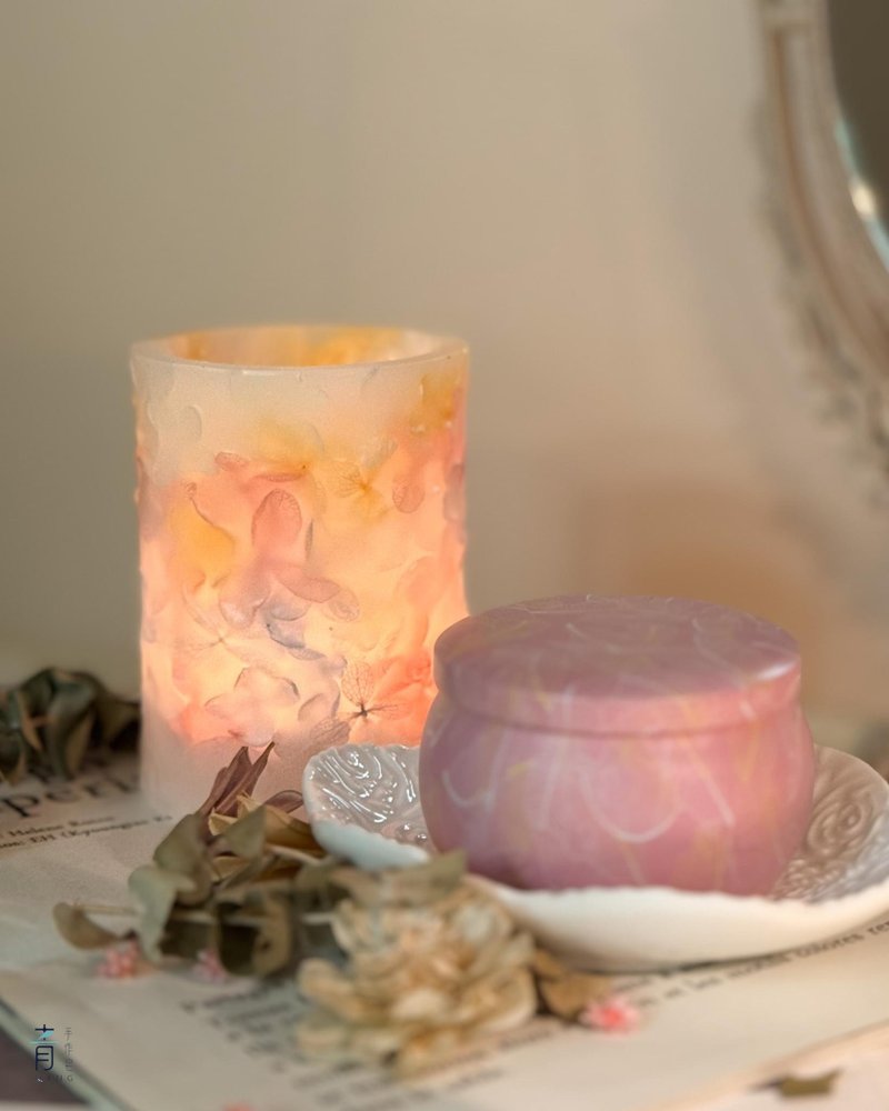 【青手作DIY】立體不凋花燭杯 精油SPA蠟燭課程-下單請先私訊預約 - 蠟燭/香氛/調香 - 蠟 