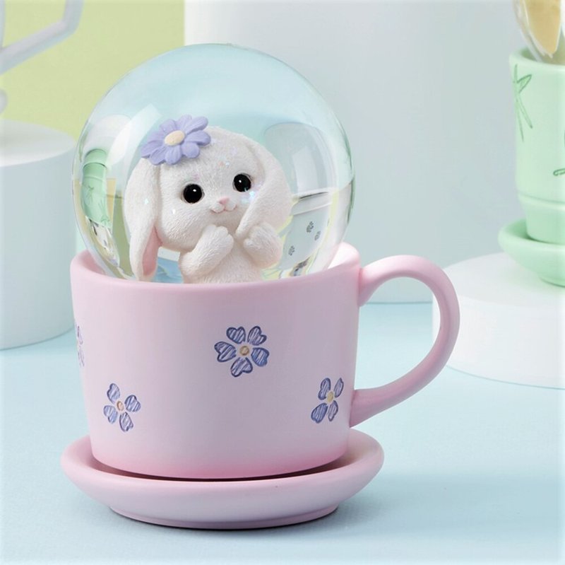 Transit Rabbit Crystal Ball Music Box Decoration Birthday Lover Christmas Exchange Gift Healing Cup - ของวางตกแต่ง - แก้ว 