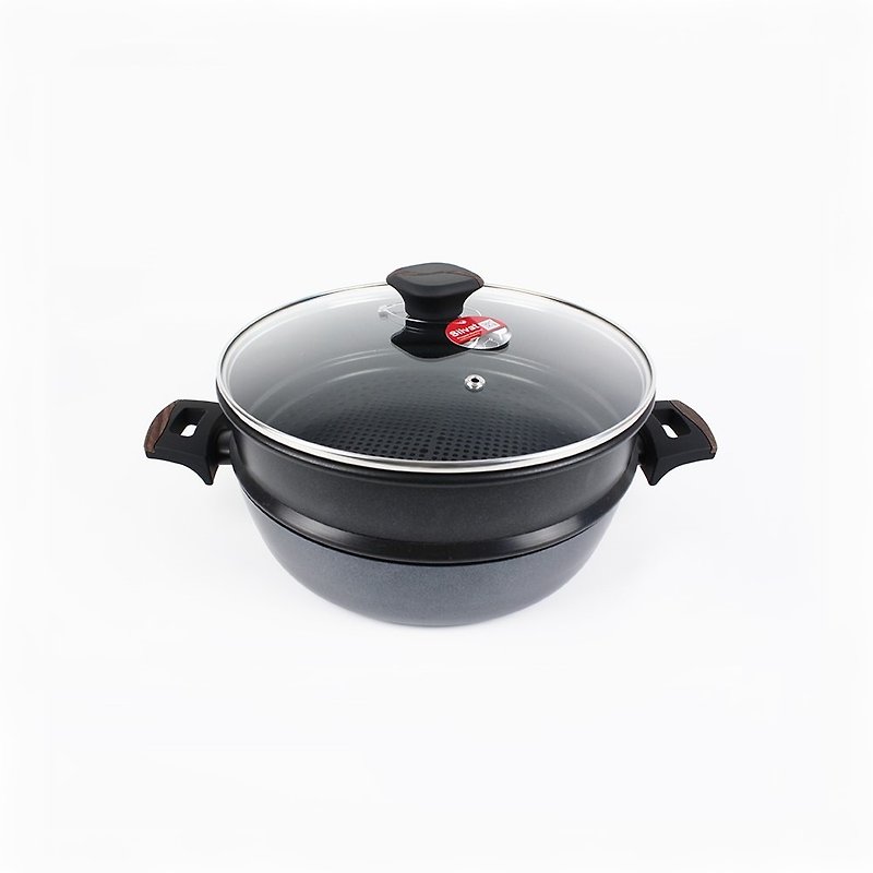 The Loel Miracle Induction Premium Non-stick 28cm Party Steamer Set - Cookware - Other Materials Black
