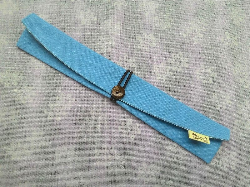 Small chopsticks cover. Fan carry-on storage bag, chopsticks cover and fan cover-arc type (aqua blue plain canvas) F06-008 - ตะเกียบ - ผ้าฝ้าย/ผ้าลินิน สีน้ำเงิน
