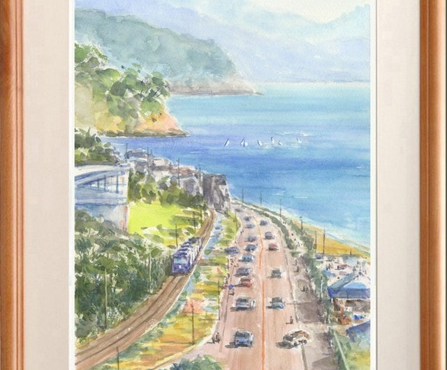水彩画原画　鐙摺浜・湘南葉山 水彩画原画 湘南葉山・鐙摺浜 ＃655 | syoumei ｜インテリア絵画
