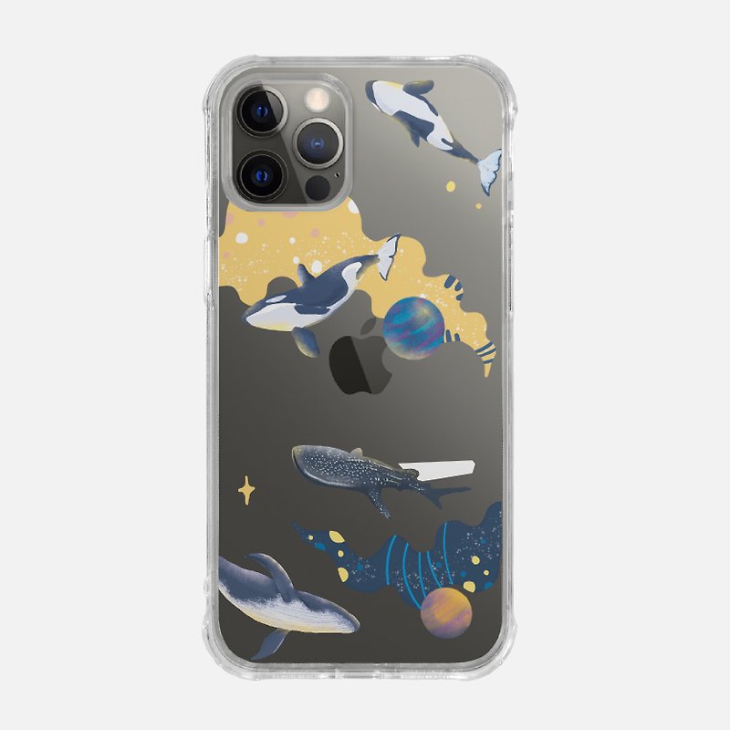 Ice crystal anti-drop soft shell [whale roaming in the sky] iPhone Samsung series mobile phone case anti-drop shell - Phone Cases - Plastic 