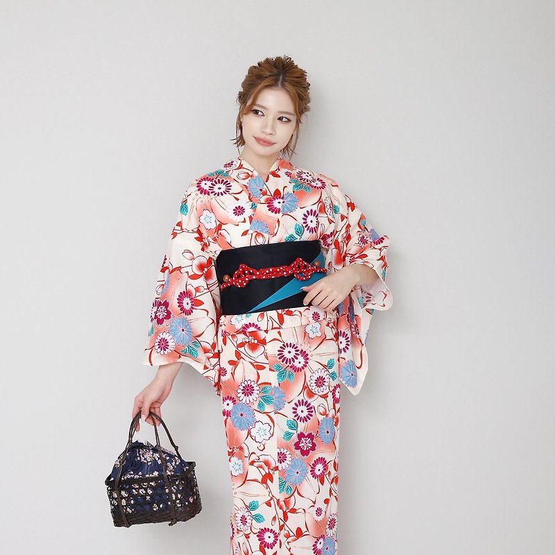 日本 和服 日本染色 梭織 女性 浴衣 腰封 2件組 F x48-b3 yukata - 其他 - 其他人造纖維 黑色