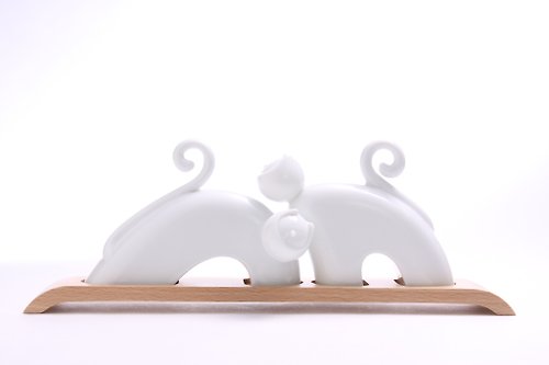 瓷嬉工坊 可愛貓椒鹽罐-相依-純白系列