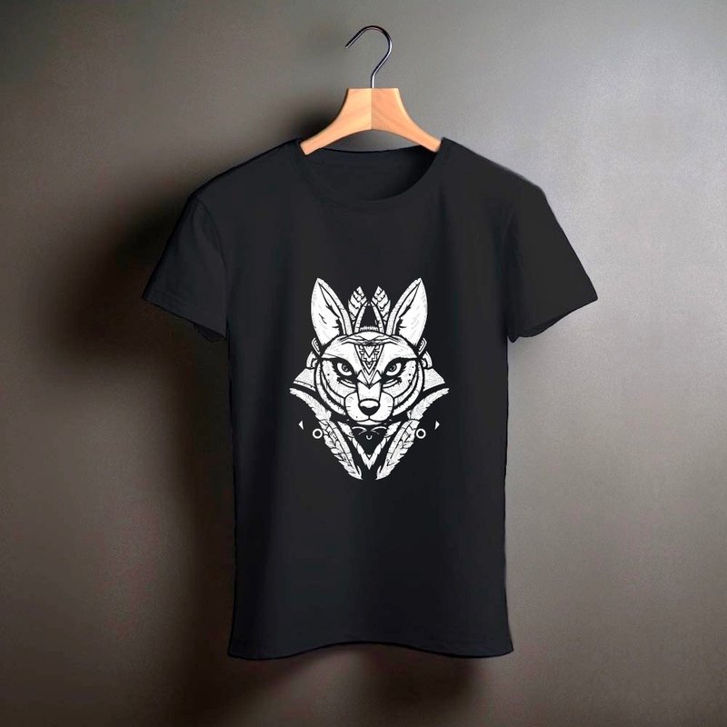 Wild Soul Totem T-Shirt Snow Fox There are two colors available on this page - เสื้อยืดผู้ชาย - ผ้าฝ้าย/ผ้าลินิน สีดำ