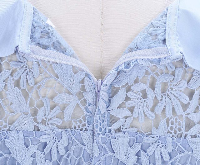 One piece full lace material with collar with square buttons