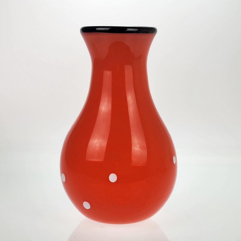 點點風花瓶-紅 手作玻璃花器 純手工吹製 - 花瓶/花器 - 玻璃 多色