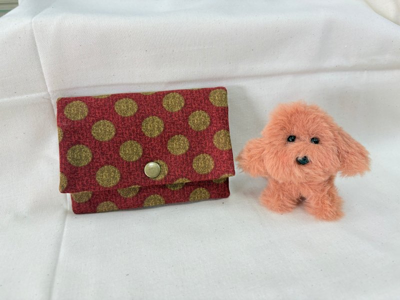 多層次零錢包-暗紅圓點點 - 零錢包/小錢包 - 棉．麻 紅色