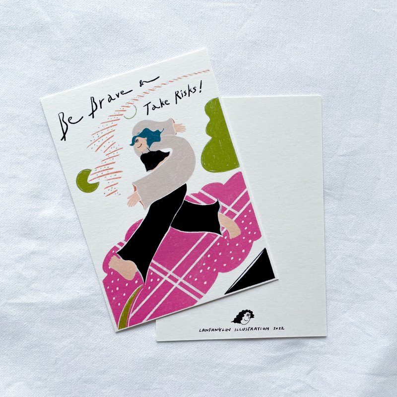 Be brave ʘ Take risks - Illustrated postcard - Cards & Postcards - Paper 