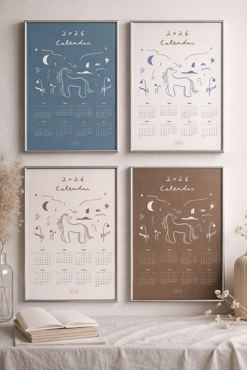 2026 Icelandic Pony A3 Calendar Poster - โปสเตอร์ - กระดาษ หลากหลายสี