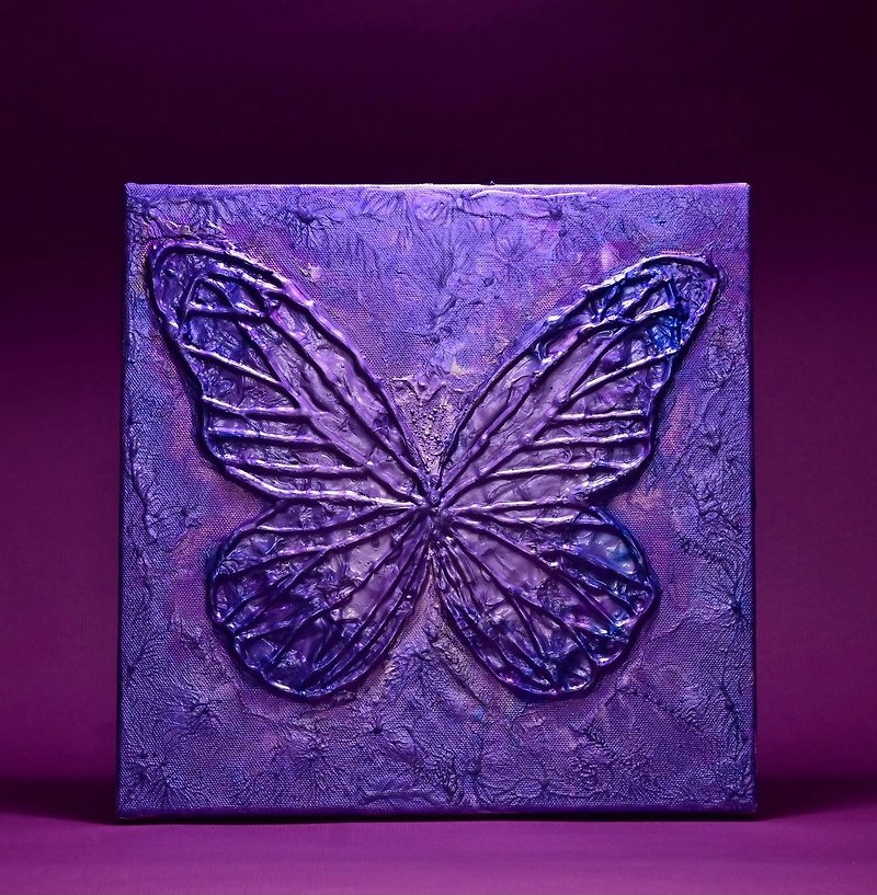 Three-dimensional Acrylic fluid painting/Bright Goddess Butterfly/Purple - Posters - Pigment Purple