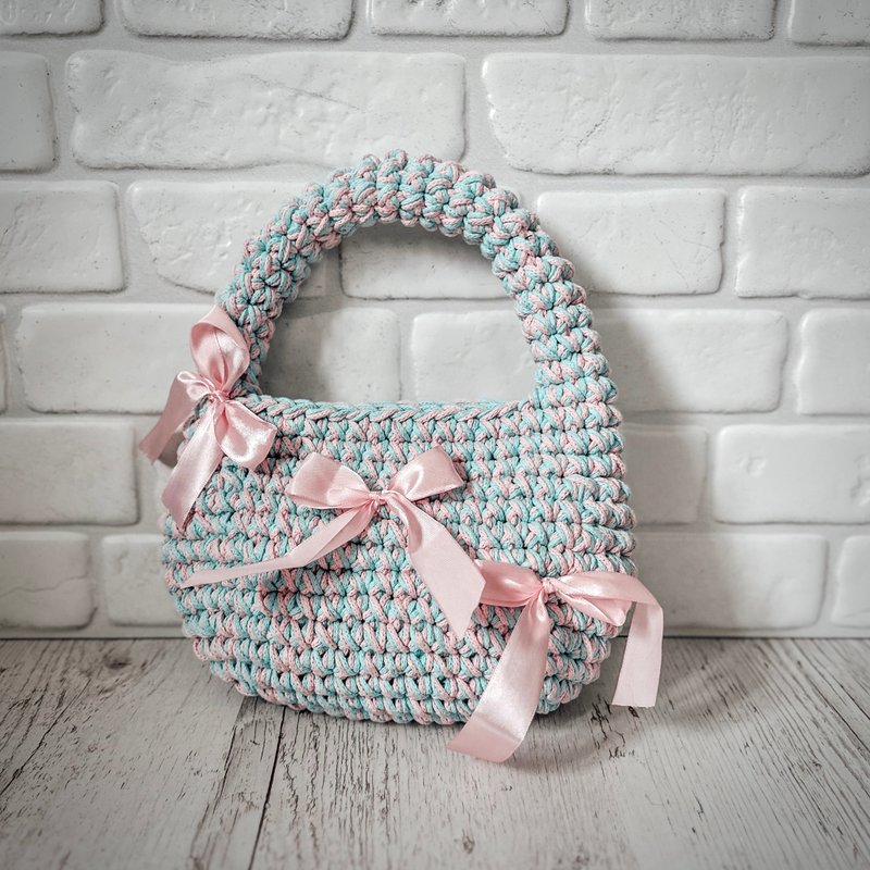 Crochet pattern bow easy trendy handbag PDF digital and video tutorial - 手工藝教學/工具書 - 其他材質 