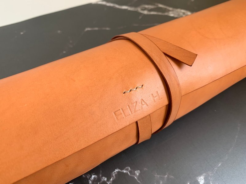 義大利刷蠟植鞣牛革客製工具包for Wu - 筆盒/筆袋 - 真皮 粉紅色