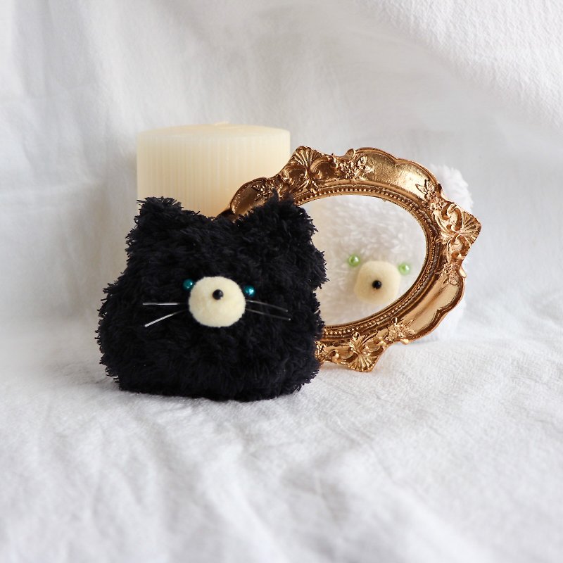Witch's Cat-Handmade Plush Keychain - Keychains - Polyester Black