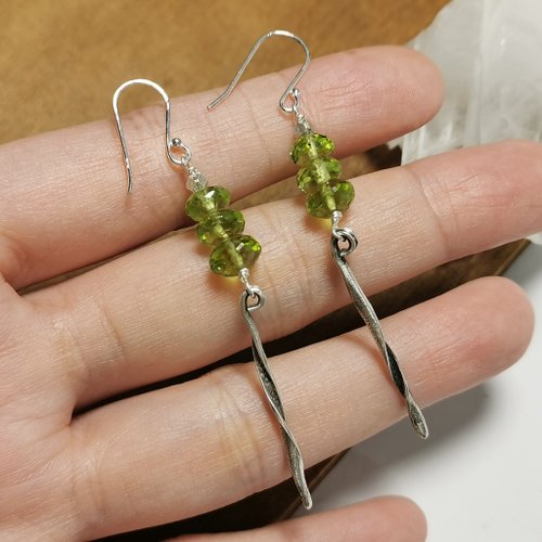 ナチュラルノーブル石スターリングシルバーイヤリング/ファセット宝石