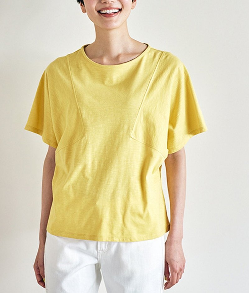 Earth Tree fair trade -- organic cotton plain wide-sleeved top (yellow) - เสื้อผู้หญิง - ผ้าฝ้าย/ผ้าลินิน 