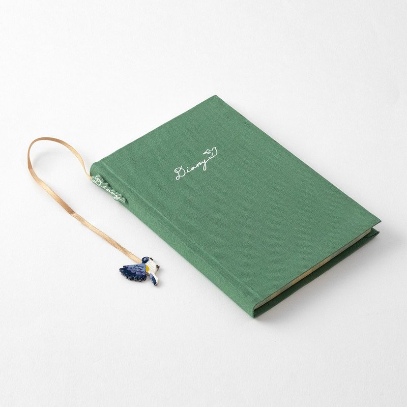 MIDORI Embroidered Bookmark Diary Bird - สมุดบันทึก/สมุดปฏิทิน - กระดาษ สีเขียว